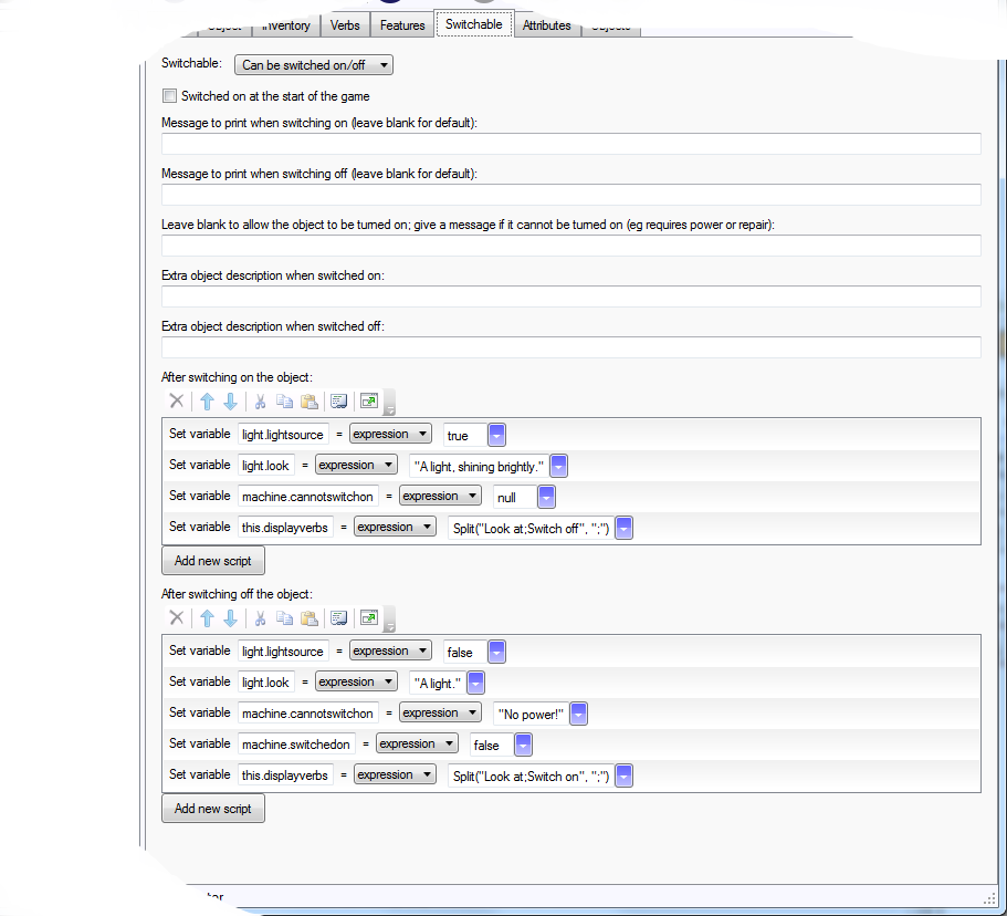 Changing display verbs